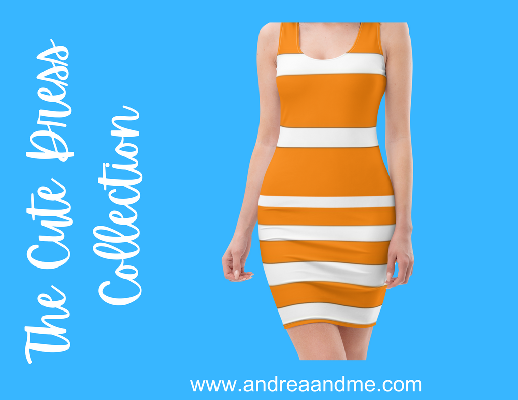 The orange and white stripe fitted tank dress from Andrea and Me and Me Too at www.andreaandme.com