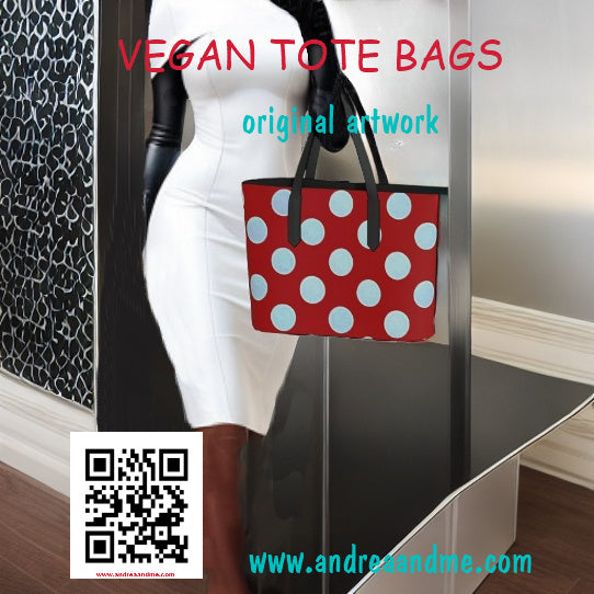 Vegan leather tote bags with original artwork from Chicago designers at Andrea and Me and Me Too www.andreaandme.com
